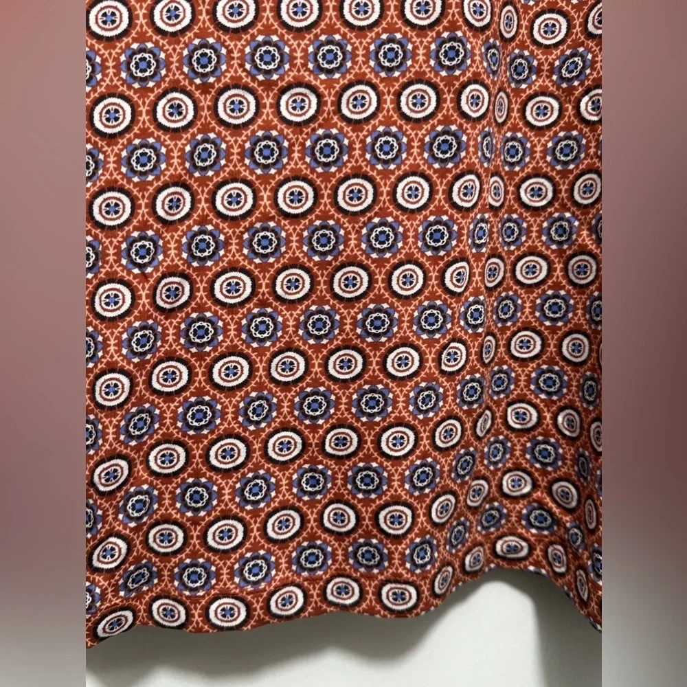 LOFT Ann Taylor Women's‎ SZ XL medallion Long puff Sleeve Blouse orange blue NWT